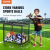 VEVOR Rolling Sports Ball Storage Cart, Lockable Basketball Cage with Double Lids, Sport Equipment Holder Organizer for Indoor Outdoor