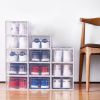 Pack Of 8 Transparent And White Shoe Storage Organizers, Stackable Clear Plastic Boxes For Closet, Sneakers