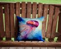 Jellyfish Throw Pillow Machine Washable, Indoor Outdoor Decorative Pillow for Couch, Bed or Patio, 14Hx14W
