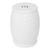 16.75 inch/17 inch/17.25 inch/17.75inch Drum Stool Ceramic Side Table Hollow White Cutwork Traditional Garden Stool Hollow Outdoor Side Table