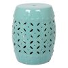 16.75 inch/17 inch/17.25 inch/17.75inch Drum Stool Ceramic Side Table Hollow White Cutwork Traditional Garden Stool Hollow Outdoor Side Table