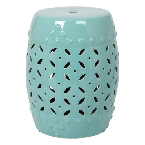 16.75 inch/17 inch/17.25 inch/17.75inch Drum Stool Ceramic Side Table Hollow White Cutwork Traditional Garden Stool Hollow Outdoor Side Table