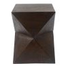 14.25" Natural Wood Grain Finish Prismatic Symmetry Concrete Outdoor Side Table with Symmetric Design – Weather-Resistant Accent for Patio, Garden