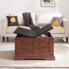 Farmhouse Coffee Table, Square Wood Center Table with Large Hidden Storage Compartment for Living Room