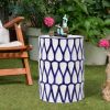 16.75 inch/17 inch/17.25 inch/17.75inch Drum Stool Ceramic Side Table Hollow White Cutwork Traditional Garden Stool Hollow Outdoor Side Table