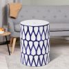 16.75 inch/17 inch/17.25 inch/17.75inch Drum Stool Ceramic Side Table Hollow White Cutwork Traditional Garden Stool Hollow Outdoor Side Table