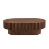 43.70 Inch Modern Handcraft Drum Coffee Table Oval Coffee Table for Living Room,Small Wooden Coffee Table with Sturdy Pedestal for Office
