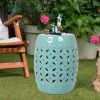 16.75 inch/17 inch/17.25 inch/17.75inch Drum Stool Ceramic Side Table Hollow White Cutwork Traditional Garden Stool Hollow Outdoor Side Table