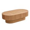 43.70 Inch Modern Handcraft Drum Coffee Table Oval Coffee Table for Living Room,Small Wooden Coffee Table with Sturdy Pedestal for Office